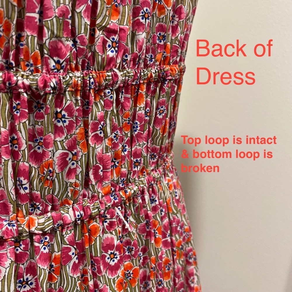 J. CREW Pink Floral Tie-Waist Halter Midi Dress L Liberty Ellie Organic Cotton - Picture 11 of 16